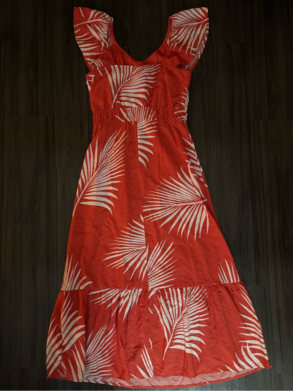 Naif Tropical Print Retro Tiki Flutter Sleeve Maxi Dress Sz L - Picture 11 of 15